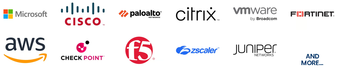 Microsoft, Cisco, Palo Alto, Citrix, VMware, Fortinet, AWS, Check Point, F5, Zscaler, Juniper and more partnerships
